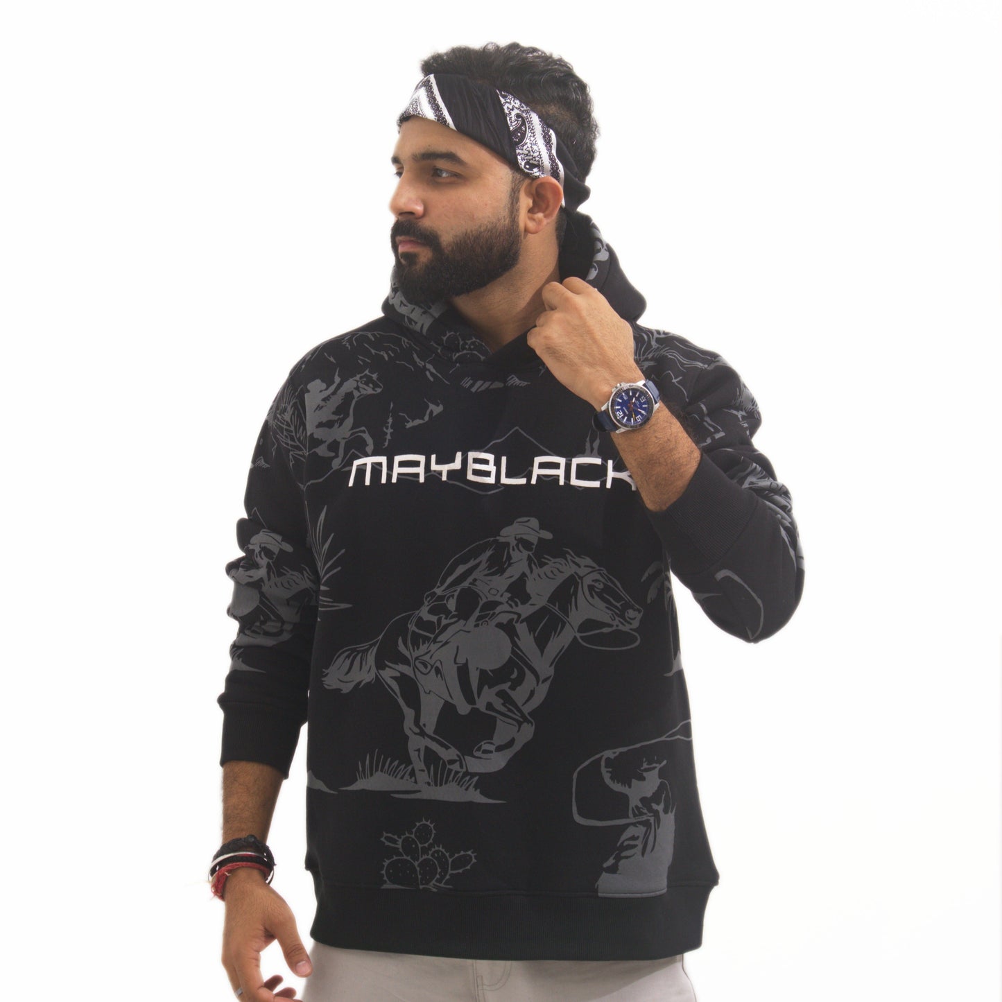 Mayblack Rodeo Rider Hoodie Black