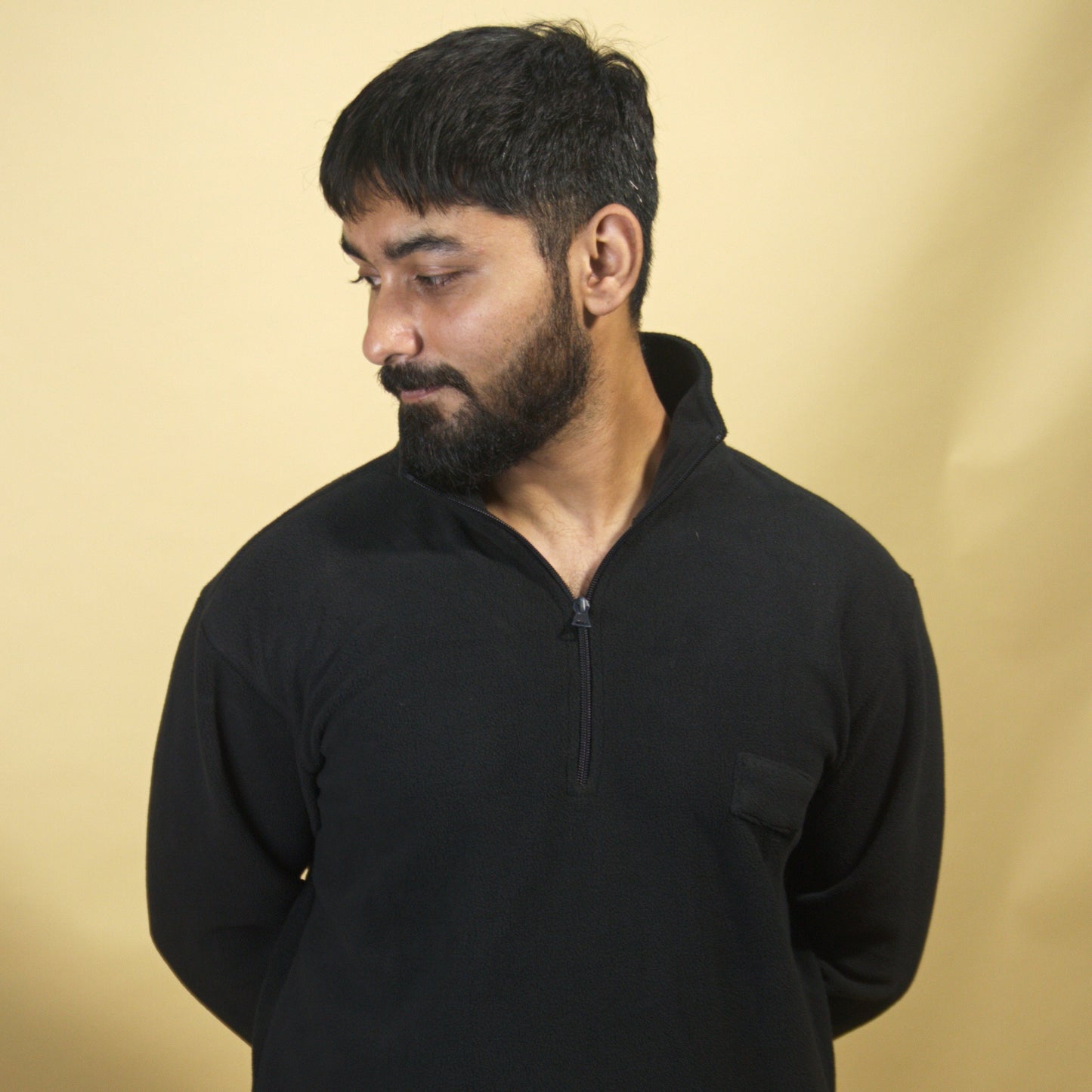 Anti-Pelling Polar Fleece Pullover with Zip up Polo neck