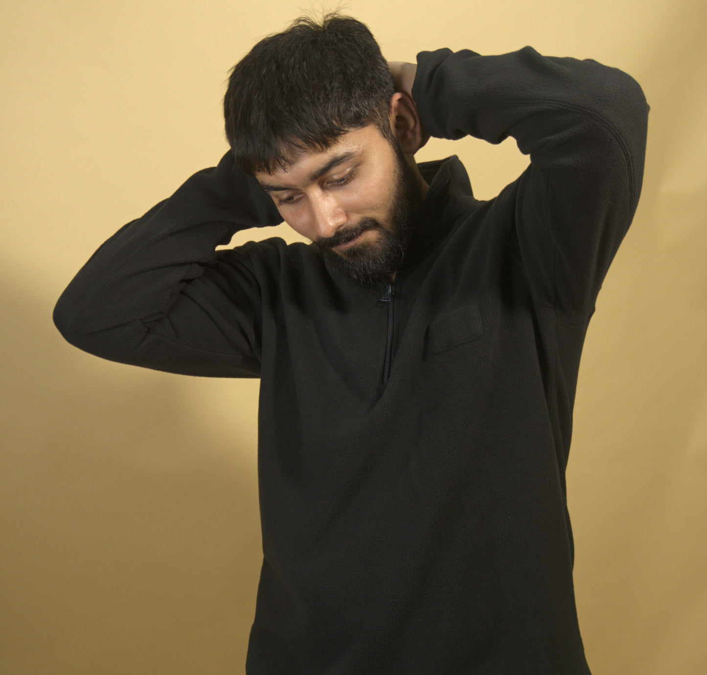 Anti-Pelling Polar Fleece Pullover with Zip up Polo neck