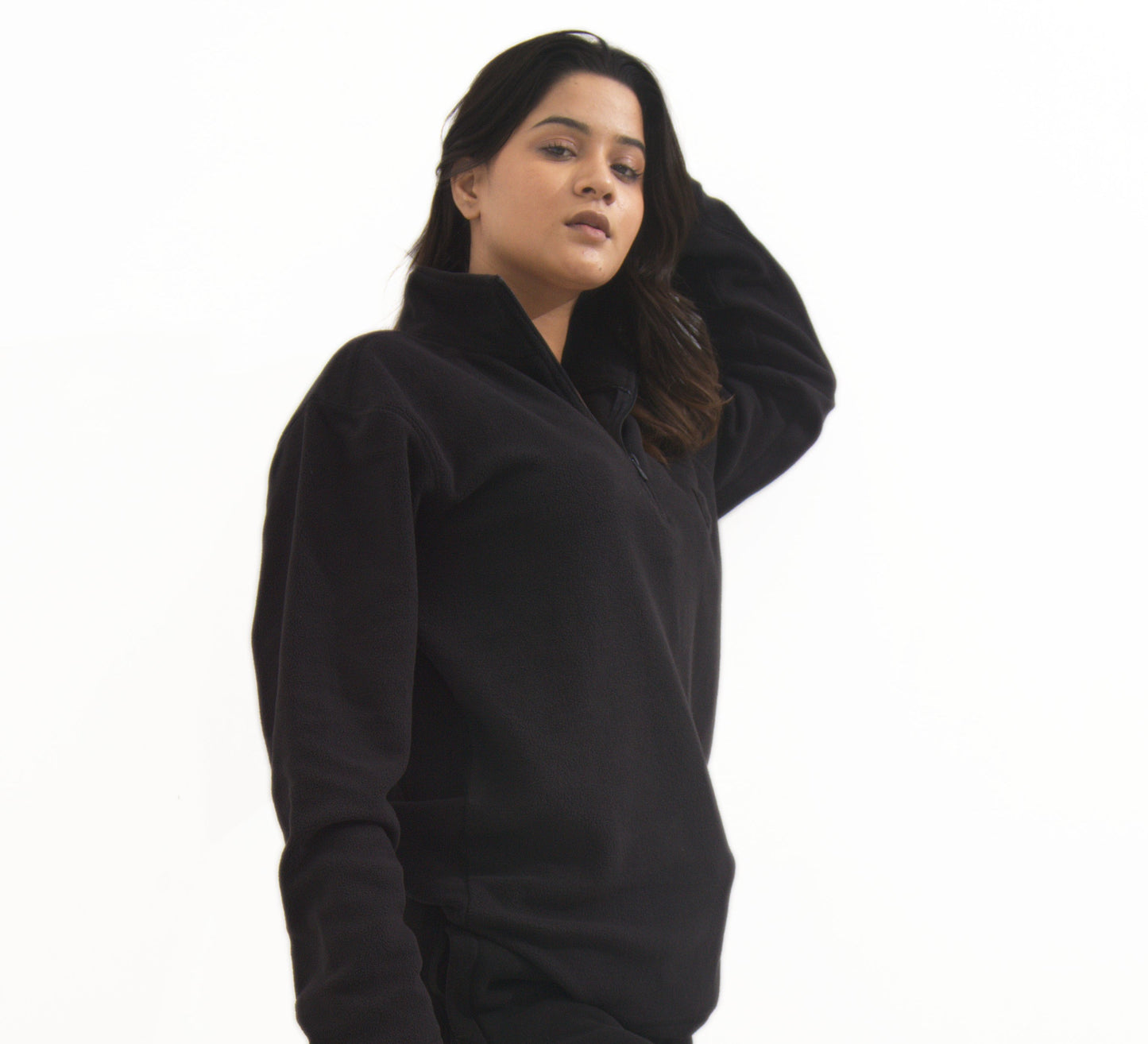 Anti-Pelling Polar Fleece Pullover with Zip up Polo neck