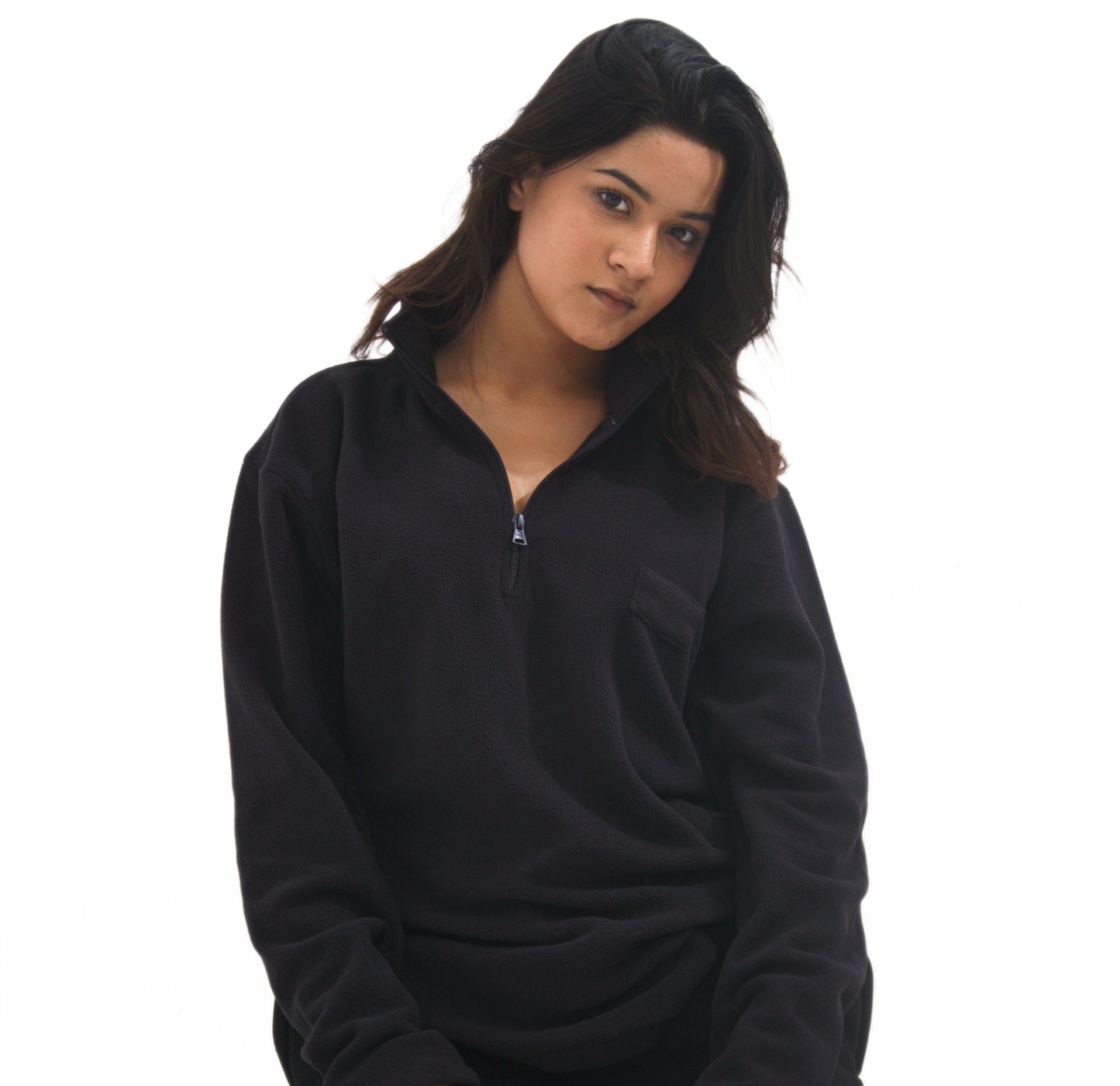 Anti-Pelling Polar Fleece Pullover with Zip up Polo neck