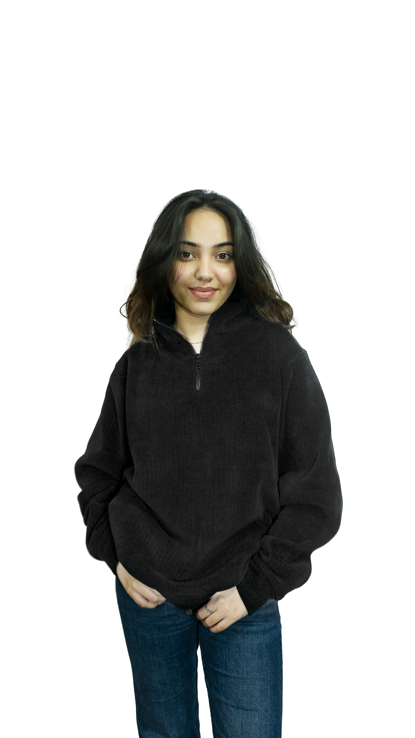 Insulated Sweater Knit Zip Polo Pullover (Black)