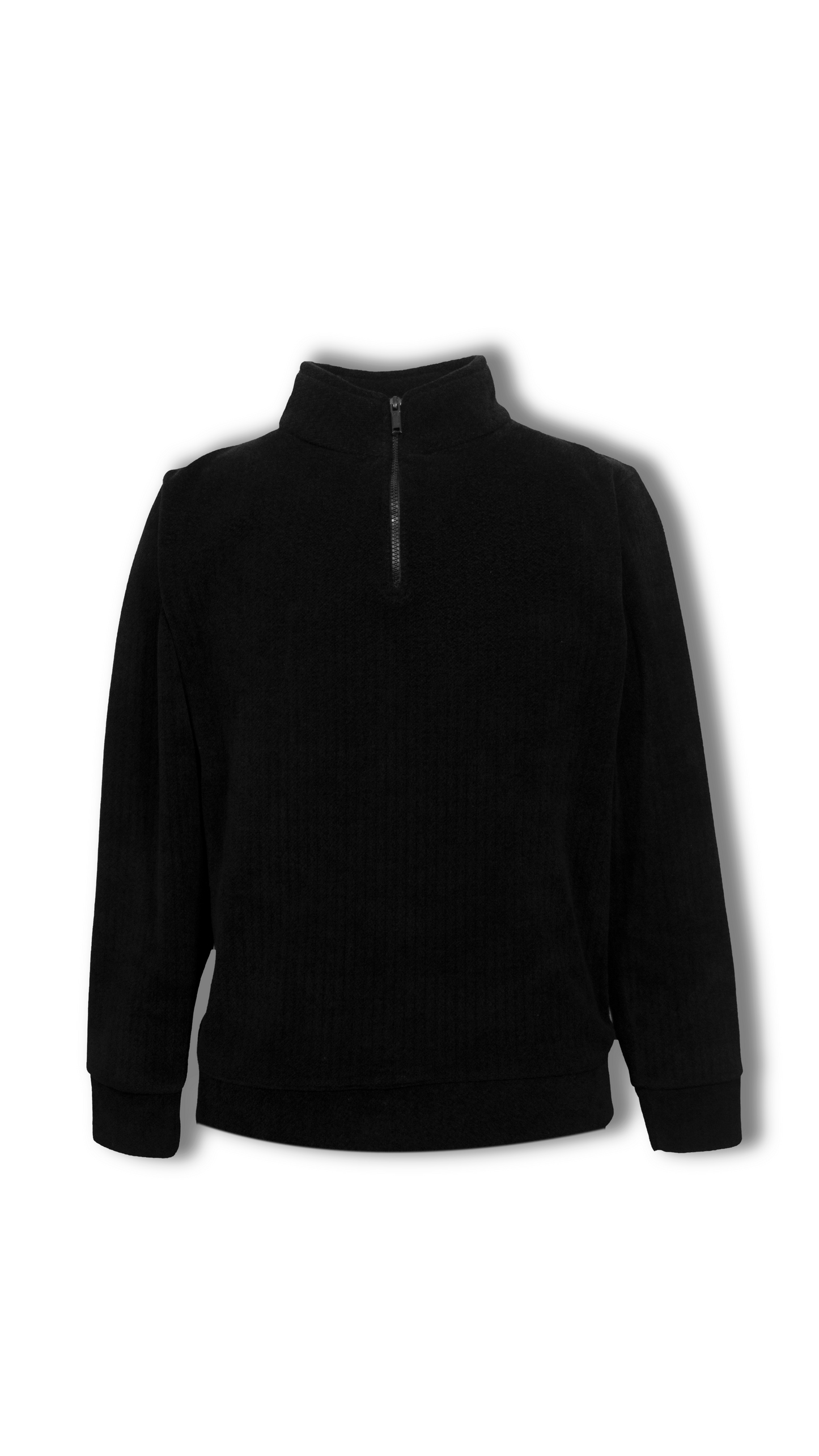 Insulated Sweater Knit Zip Polo Pullover (Black)