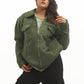 Moose suede Sherpa Fur Collar Zipper Shacket