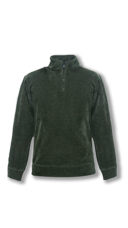 Insulated Sweater Knit Zip Polo Pullover (Green)