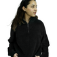 Insulated Sweater Knit Zip Polo Pullover (Black)